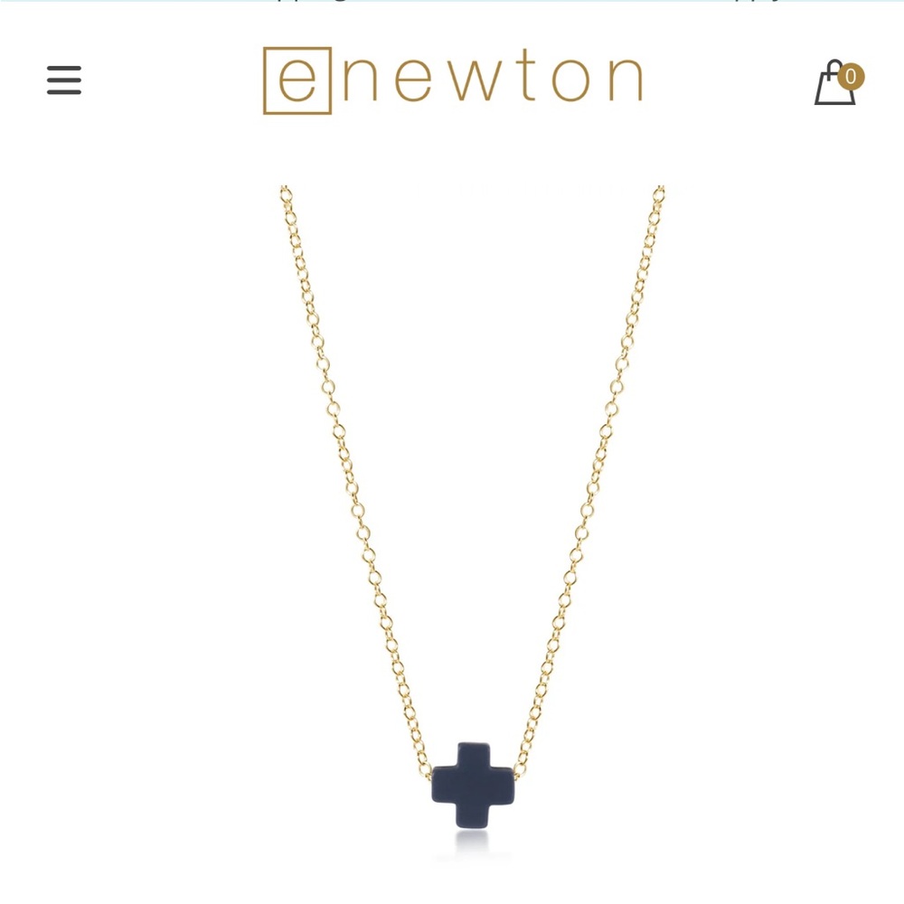 eNewton Gold and Navy Cross Necklace